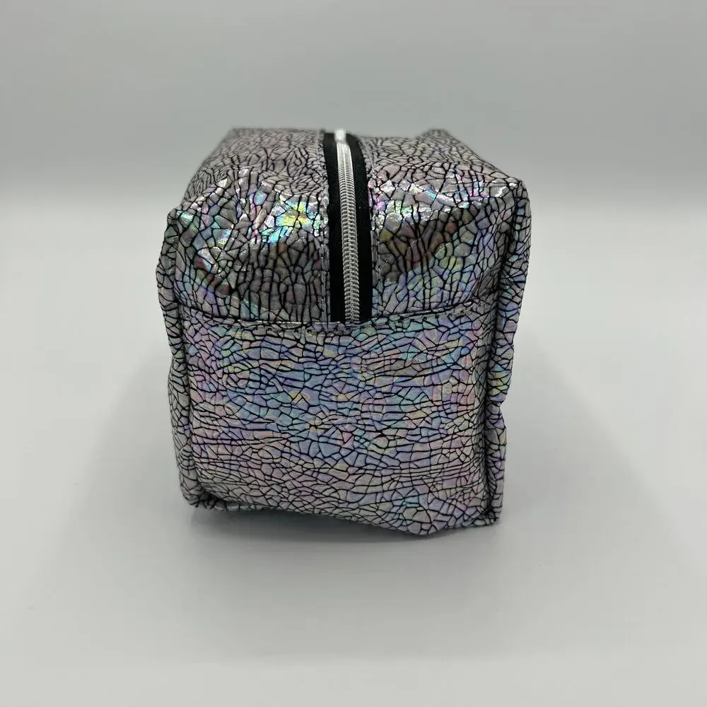 Silver Crackle Beauty Small Zippered Cosmetic Bag - NWT